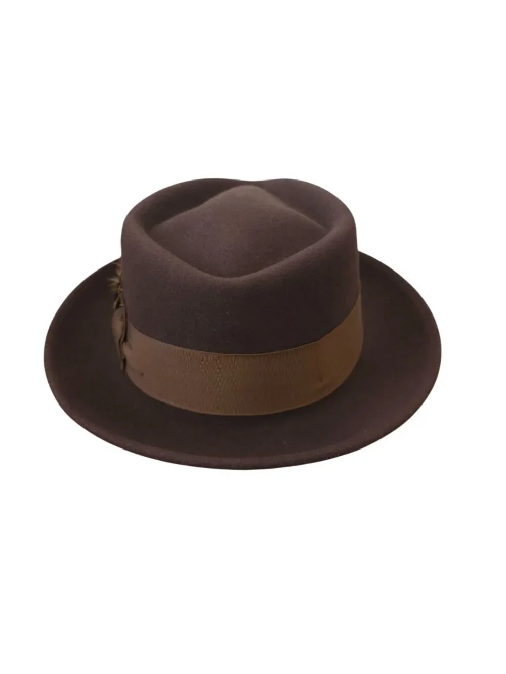 Goorin Bros Brown Wool Fedora Hat w/ Feather Accent Sz M (7US) - Made In USA - Picture 2 of 8